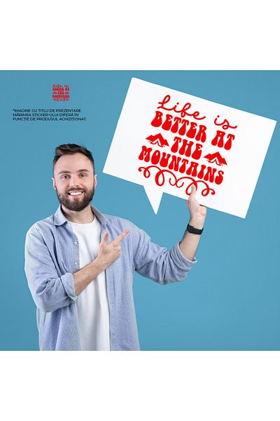 StoryGift Romania Sticker Autocolant 70CM Exterior pentru pasionatii de aventuri si textul "Viata e mai buna in