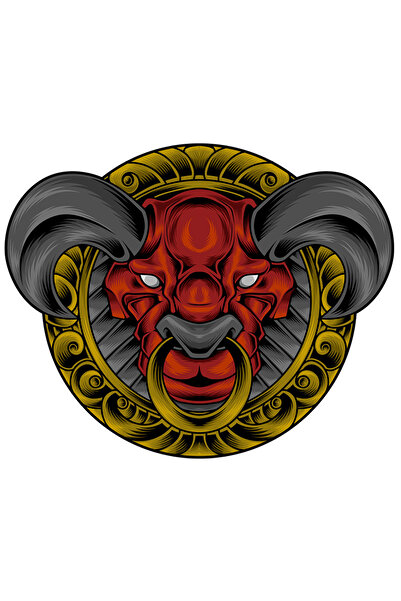 StoryGift Romania Sticker Adeziv 90CM Cu Cap De Taur, Demon, Inel, Coarne, Scut, Rama, cu Margini Albe, PVC Vin