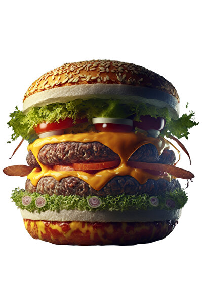 StoryGift Romania Sticker Eticheta 40CM Cu Cheeseburger, Mancare, Fast Food, Straturi, cu Margini Albe, PVC Vin