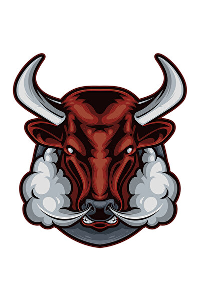 StoryGift Romania Sticker Eticheta 40CM Cu Cap De Taur, Animal, Fum, Coarne, Emblema, cu Margini Albe, PVC Viny