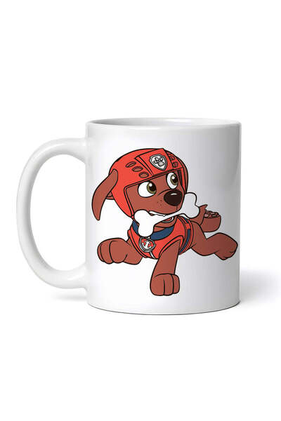 OEM Cană albă personalizată, Patrula Cățelușilor Zuma fuge cu un os în gură, ...