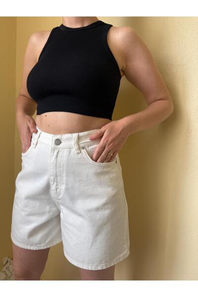 B1butik ŞEHİR BOY KREM KOT ŞORT