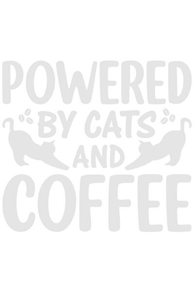 StoryGift Romania Sticker Adeziv 90CM Exterior pentru iubitorii de pisici cu textul "Powered by cats and coffee"