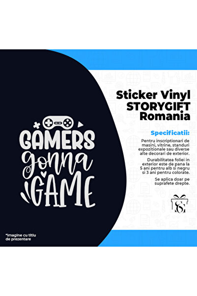 StoryGift Romania Sticker Eticheta 50CM Exterior cu inimioara si controller pentru jucatorii care se joaca destu