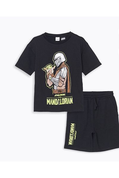 LC Waikiki Black Star Wars Printed Boys' T-Shirt and Shorts 2-Piece Set (P&M)