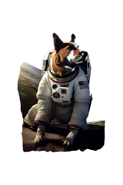 StoryGift Romania Sticker Eticheta 50CM Cu Caine in Costum de Astronaut, Gala...