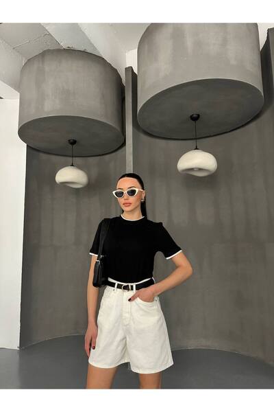 B1butik ŞEHİR BOY KREM KOT ŞORT