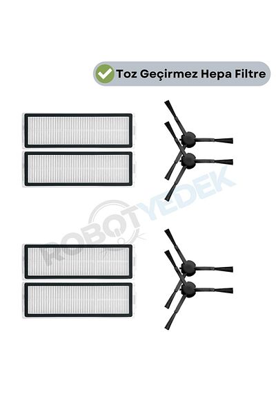 robotyedek Xiaomi X20 Max X20 Pro (Not Plus!) Compatible Replacement Hepa Filter and Side Brush-8 Pieces