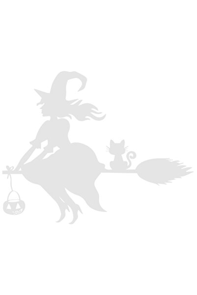 StoryGift Romania Sticker Adeziv 90CM Exterior cu o vrajitoare si o pisicuta ...