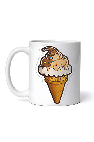 OEM Cană albă personalizată, înghețată de vanilie și alune la cornet, INOVATI...