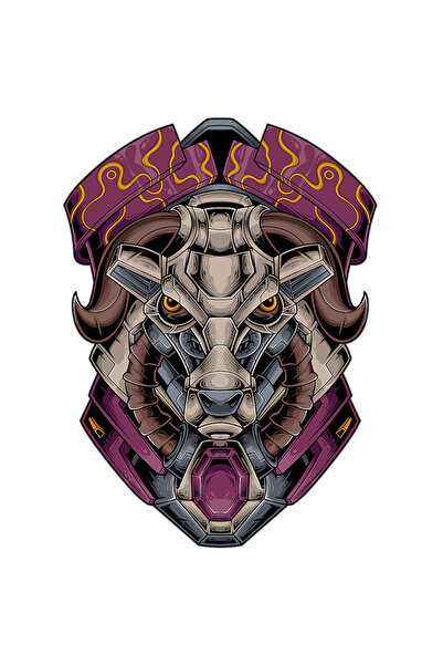 StoryGift Romania Sticker Eticheta 40CM Cu Cap De Taur, Cyberpunk, Mecha, Coarne, Sci Fi, Robot, cu Margini Alb