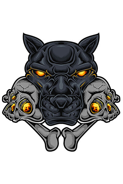 StoryGift Romania Sticker Eticheta 40CM Cu Cap De Pantera, Cranii, Oase, Fisu...