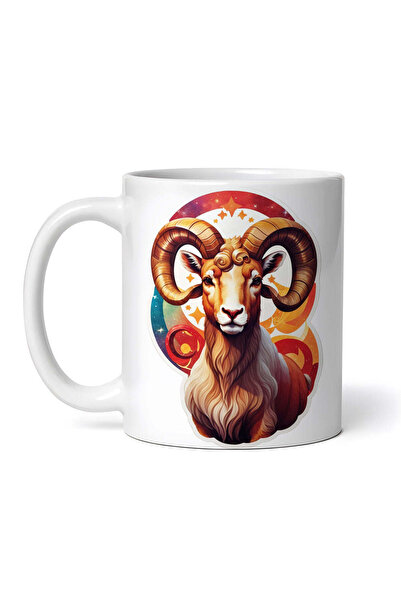 OEM Cană albă personalizată, simbol zodiacal Berbec, INOVATIX®. 330ml