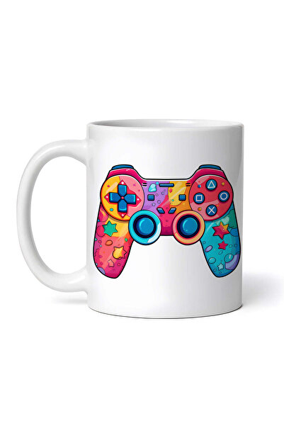 OEM Cană albă personalizată, controler de joc cu joystick, INOVATIX®. 330 ml