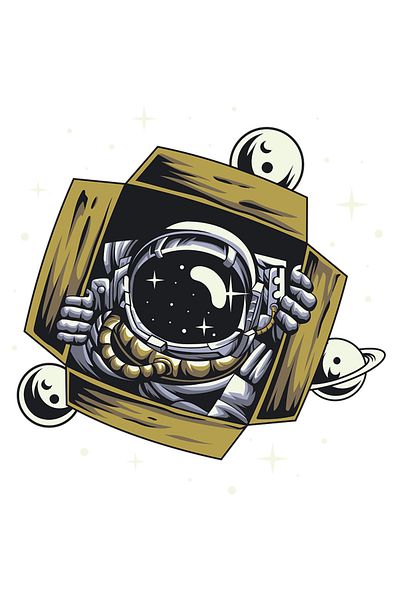 StoryGift Romania Sticker Eticheta 50CM Cu Astronaut, Cutie, Spatiu, Stele, Planeta, Luna, SF, cu Margini Albe,