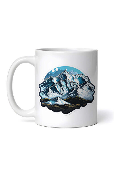 OEM Εξατομικευμένη λευκή κούπα, Χειμερινό ορεινό τοπίο, INOVATIX®. 330ml