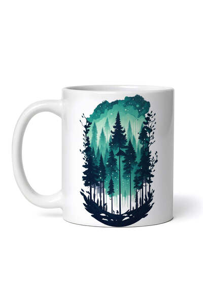 OEM Εξατομικευμένη λευκή κούπα, Δασικό τοπίο, INOVATIX®. 330ml