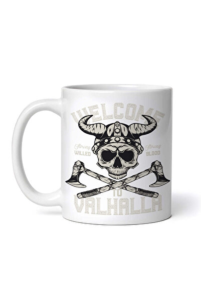 OEM Cană albă personalizată, Bine ați venit în Valhalla, Voință puternică, Sâ...