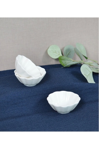 ByCaretta مجموعة أطباق البورسلين الصغيرة للوجبات الخفيفة والقهوة التركية مكونة من 6 قطع باللون الأبيض 25915