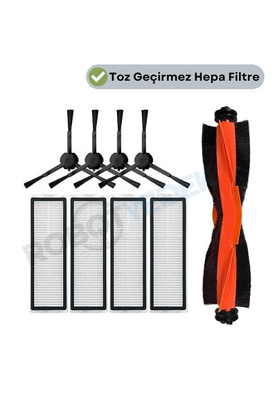 robotyedek Xiaomi X20 Max X20 Pro (Not Plus!) Compatible Replacement Black Brush Hepa Filter Set Without Mop - 9 Pieces