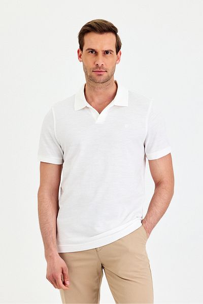 ENQUE Ανδρικό μπλουζάκι Basic Polo Collar από απλό βαμβακερό μπλουζάκι με λεπτή εφαρμογή