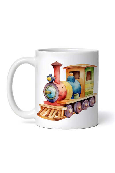 OEM Εξατομικευμένη λευκή κούπα, Ξύλινο παιχνίδι ατμομηχανή, INOVATIX®. 330ml