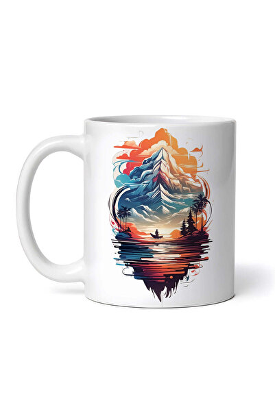 OEM Εξατομικευμένη λευκή κούπα, Τοπίο με βάρκα, INOVATIX®. 330ml