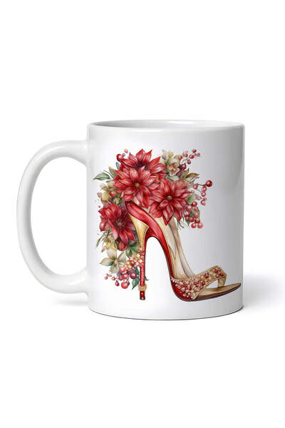 OEM Cană albă personalizată, pantofi cu toc Carina de Crăciun, INOVATIX®. 330ml