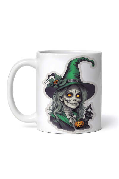 OEM Cană albă personalizată, vrăjitoare zombie de Halloween, INOVATIX®. 330ml