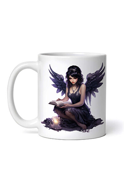 OEM Cană albă personalizată, înger negru și carte magică, INOVATIX®. 330ml