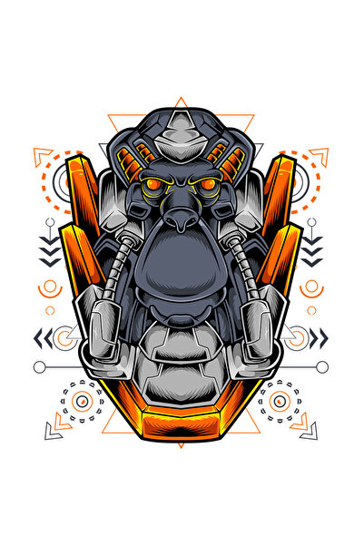 StoryGift Romania Sticker Adeziv 90CM Cu Cap De Maimuta, Mecha, Robot, Geometric, SciFi, cu Margini Albe, PVC V