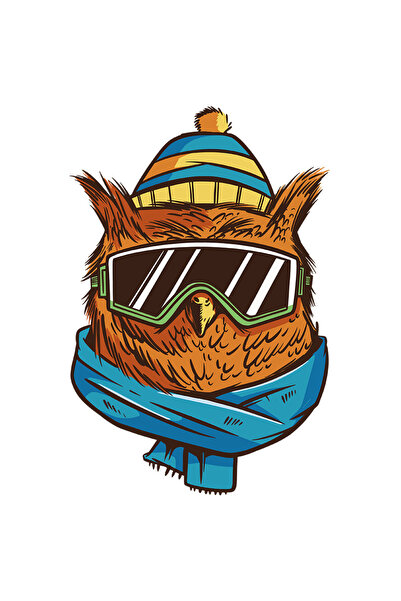 StoryGift Romania Sticker Eticheta 50CM Cu Bufnita, Iarna, Ski, Iubitori De S...