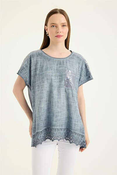 HomeStore Scalloped Washed Blouse