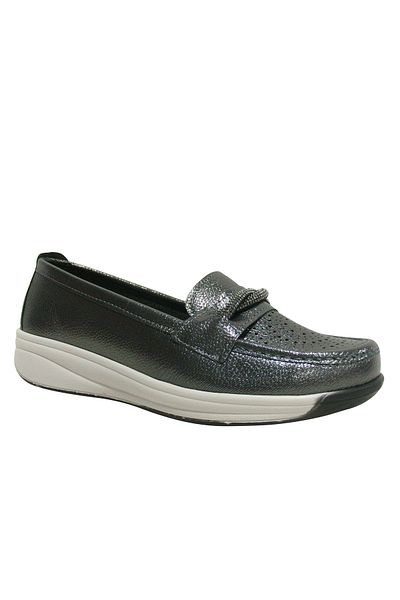 Wanetti Platinum Gray 4 Point Comfort Anatomical Wedge Heel Shoes