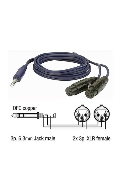Dap Audio FL37150, Cablu audio mufă Y 6.3 - 2 XLR 1.5m