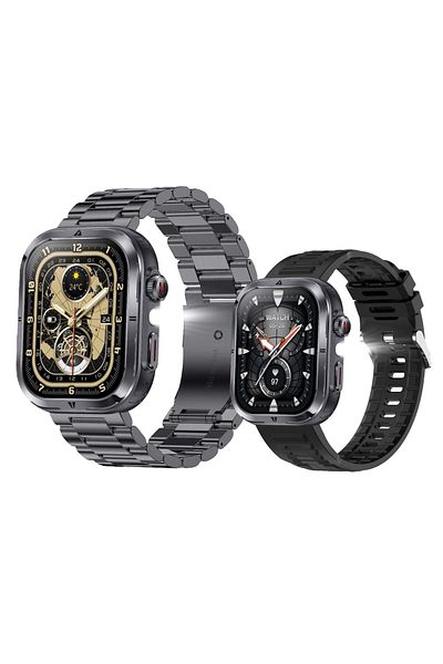 e-Wantay Smartwatch MK86, IP68, 2.01" Screen, BT Call, AI Assistant, 2 Bracelets, Health Monitoring, Black