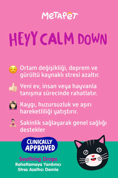 Metapet Kediler Için Sakinleştirici Rahatlatıcı Damla, Doğal Kedi Vitaminleri, Anti Stress, Relax, Gevşeme