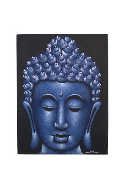 Co Tablou Buddha Finisat Manual cu Nisip Albastru, 60 x 80 cm