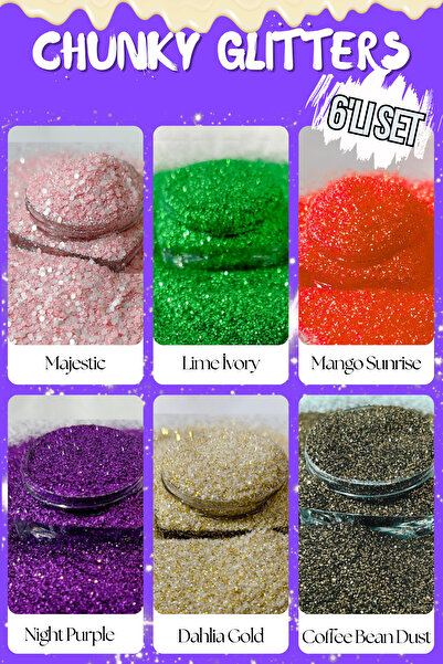 Sirius Hobi Epoksi Mum Sabun Vücut Makyaj Parıltısı Fine Hologramlı Glitter Sim Seti 6x4 gr