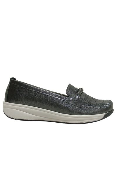 Wanetti Platinum Gray 4 Point Comfort Anatomical Wedge Heel Shoes