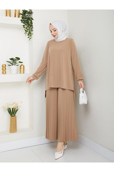 Moda Krash Sandy Pleated Trousers Set