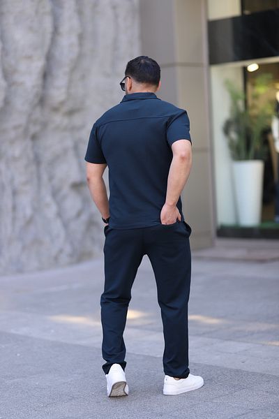 cto your style Men's Polo Neck T-Shirt Comfortable Tooling Zipper Detailed Bottom Top Suit