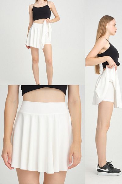 mrmpro Fusta sport pentru femei cu volan, cu pantaloni scurți, elastic, elastic, 1 mărime, oferă un aspect subțire