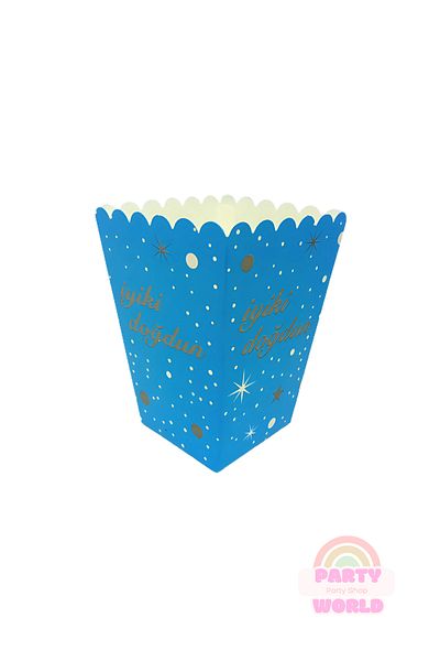 party world 8-Piece Blue Gold "Happy Birthday" Written Corn Box – Cardboard