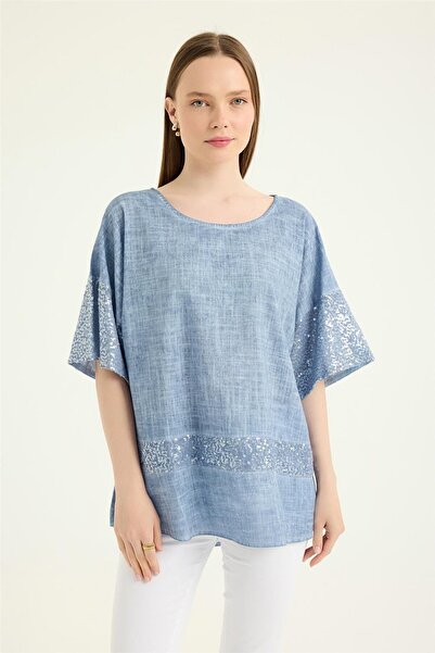 HomeStore Sequined Short Sleeve Blouse