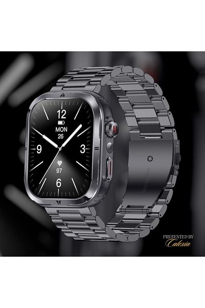 e-Wantay Smartwatch MK86, IP68, 2.01" Screen, BT Call, AI Assistant, 2 Bracelets, Health Monitoring, Black