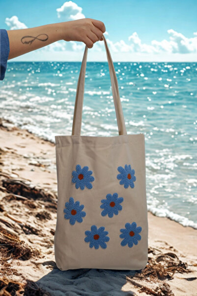 e-Bizz Store Punch Embroidered 1 Piece Shoulder Bag & Beach Bag & Tote Bag