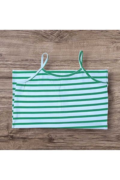 ESTA STORE Green White Striped String Tank Top