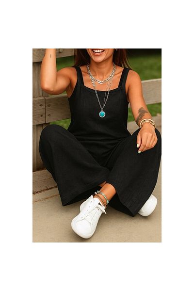 BAYAN Hanging Side Zippered Wide Leg Valencia Jumpsuit