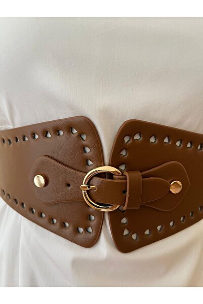 GREEY lastikli desenli deri elbise kemeri